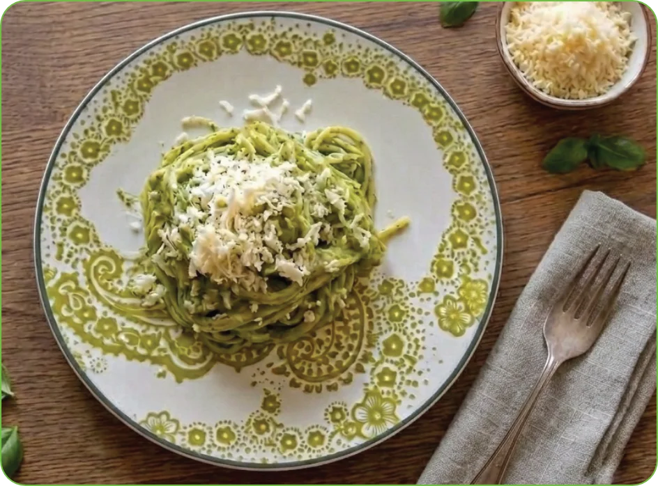 green creamy spaghetti